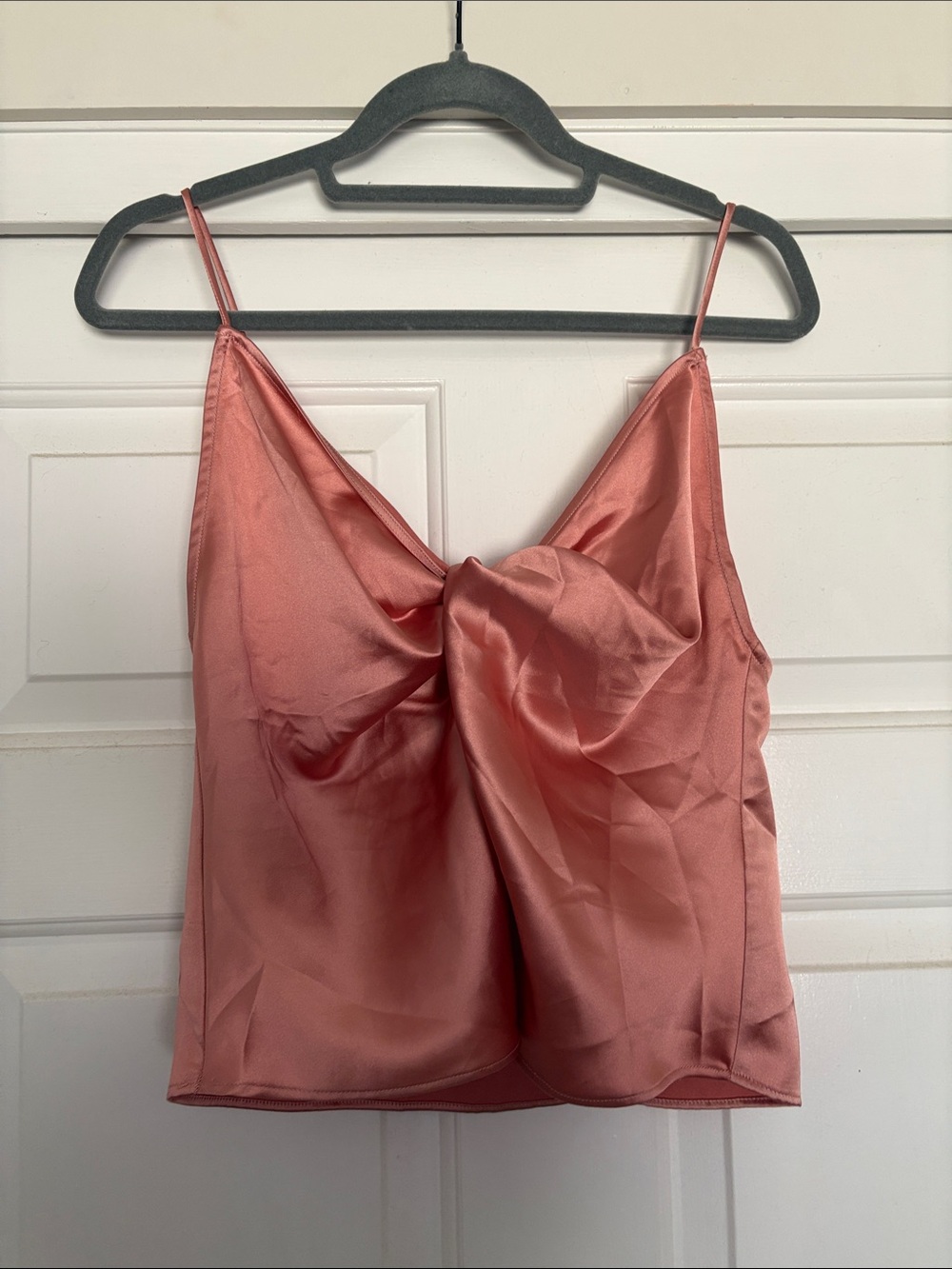 Zara Satin Twist-Front Cami Top - Dusty Rose